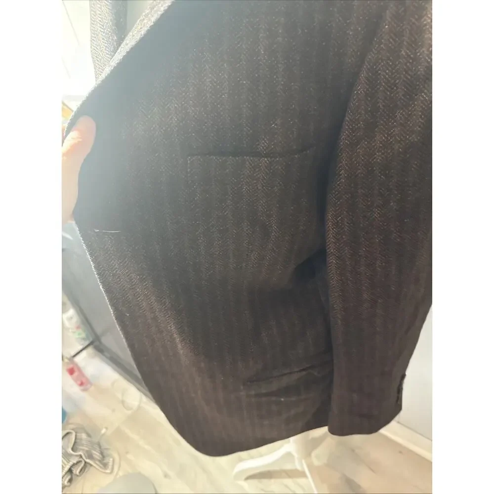 Samuelsohn Sport Coat Men 41 Brown/ Orange Blazer Wool Pinstripe V2